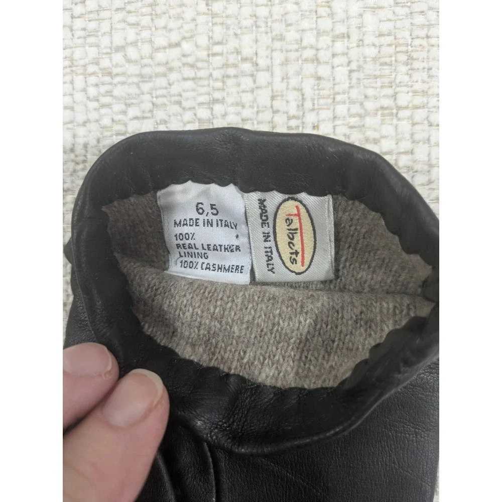 Talbots Womens Dark Brown Italian Leather Cashmere Lined‎ Gloves Size 6.5 Italy